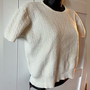 White Cable Knit Short Sleeve Sweater Bianca Nygard knit